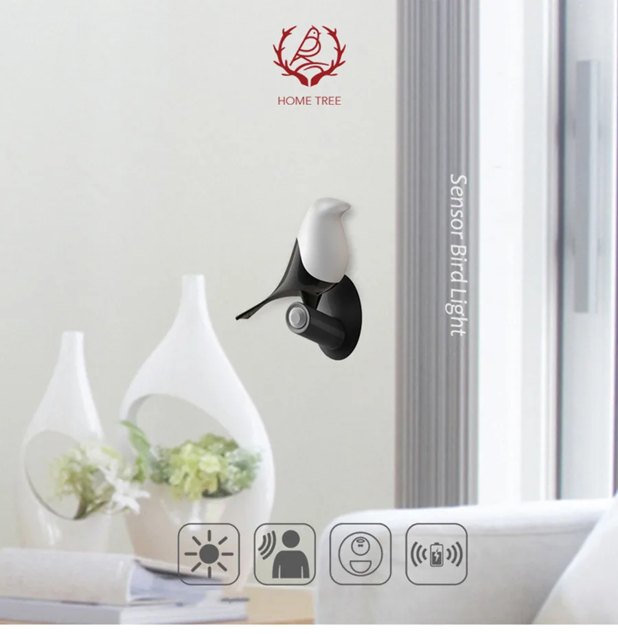 CHICLITS Magpie светодиодный ночник USB датчик человеческого контроля настенный светильник Настольная лампа мини 3 м клей птица идеальный подарок украшение