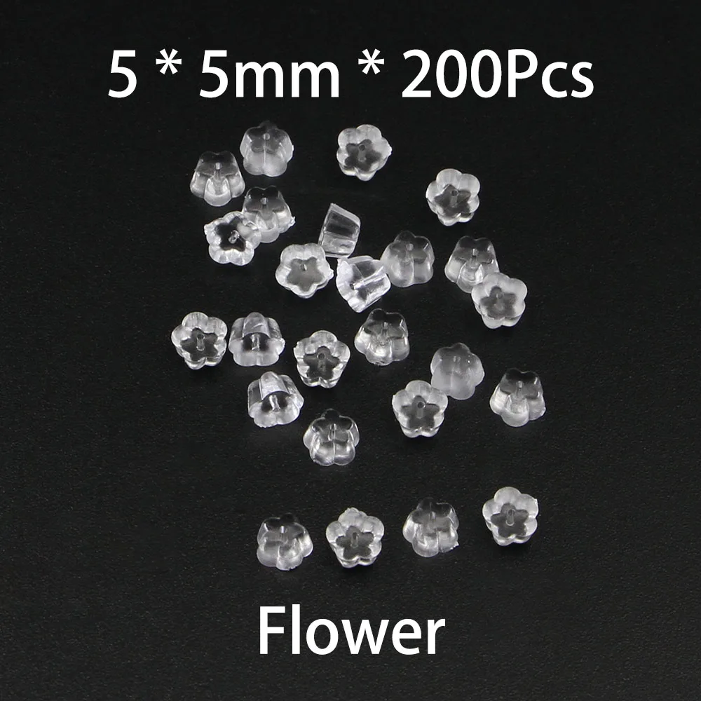 5 x 5.0mm 200 шт./лот, прозрачная резиновая серьга в виде цветка, силиконовая заглушка для ушей, закрытые серьги колпачки, аксессуары для ювелирных изделий - Цвет: 5 x 5.0mm