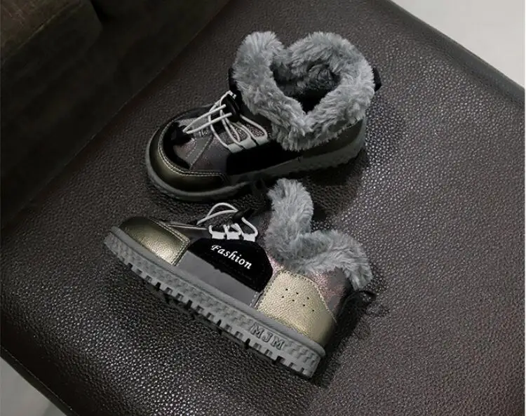 Children Shoes Kids Snow Boots Brand Winter Plush Bay Girls Snow Boot Warm Shoes Leather Toddler Boys Boots Fur