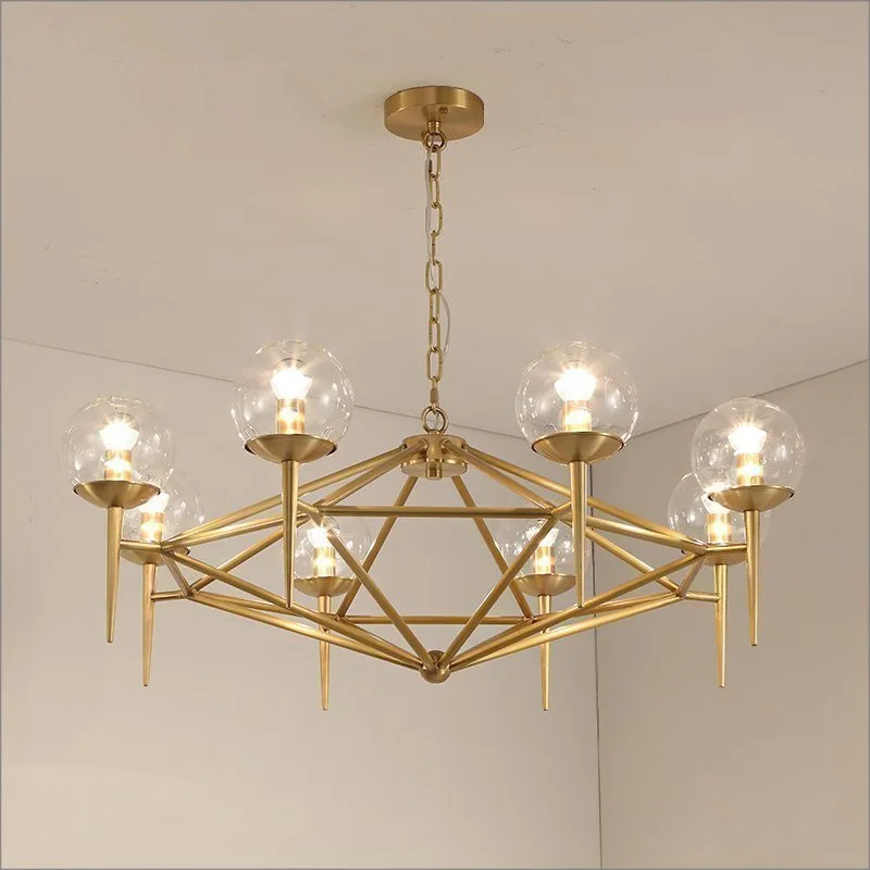 Новинка 6/8 хрустальный шар медная люстра светильники Lustre Led E14 светильник Beanstalk