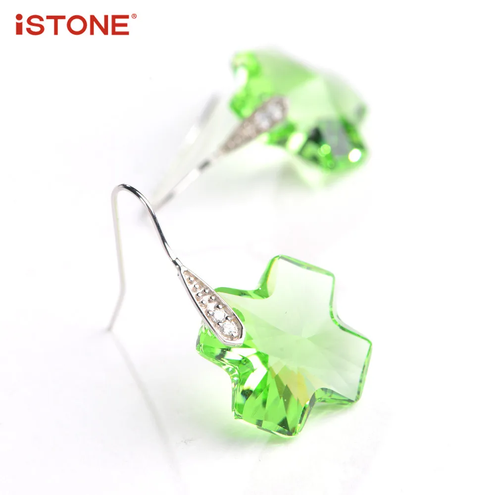 Istone 100% натуральный кристалл/агат Серьги 925 серебряный крест Форма Висячие серьги