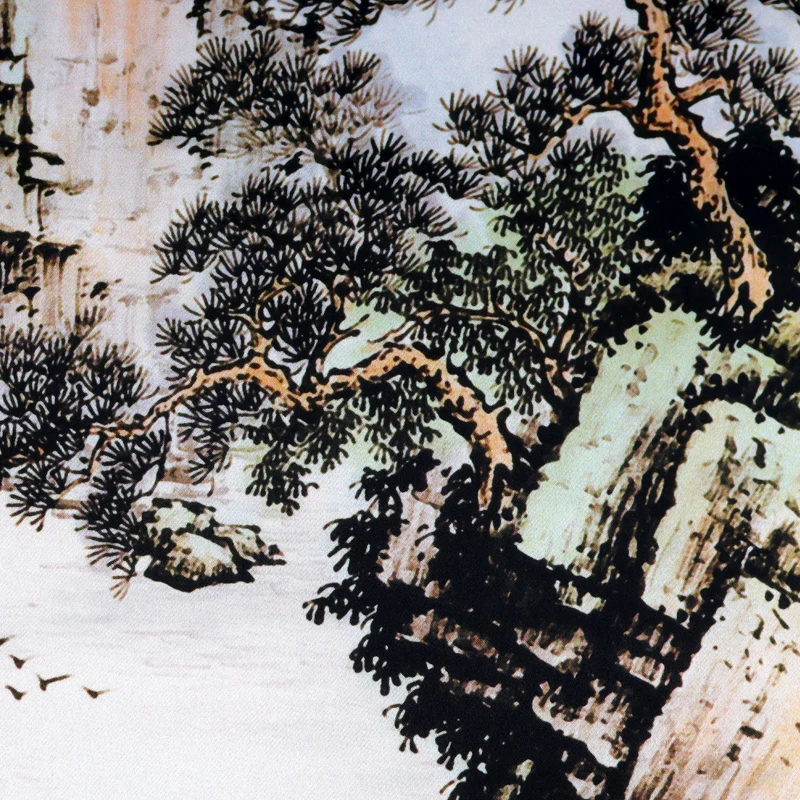 Tangfoo Wall Art Traditional Chinese Famous Painting Mountains Ink Silk Smooth Sailing Calligraphy Home Decoration | Дом и сад