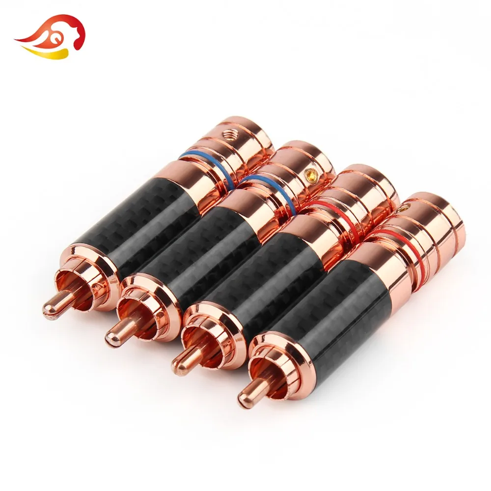 QYFANG Audiophile Eutectic углеродное волокно позолоченный динамик RCA штекер DIY припой разъем для сращивания проводов адаптер аудио разъем