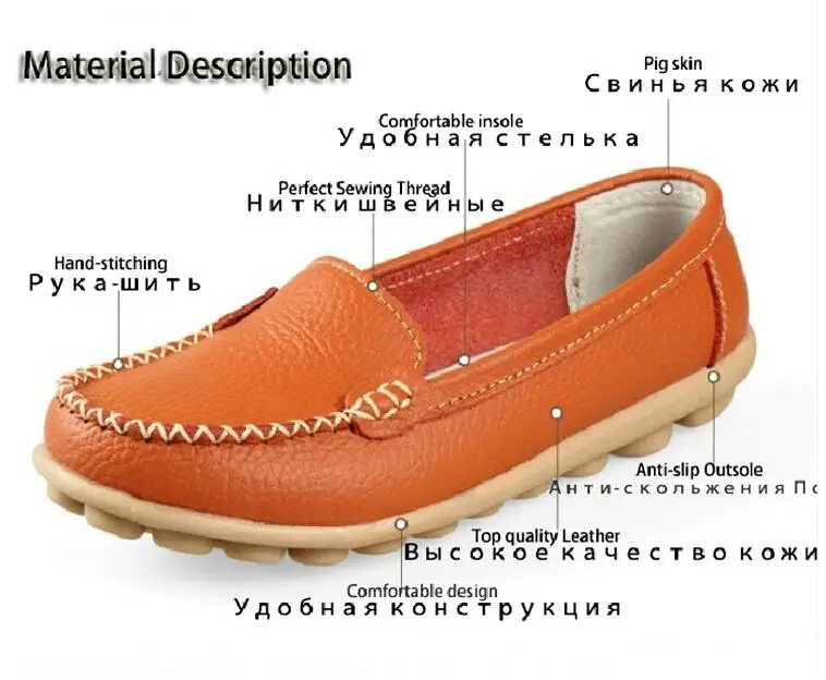 Новинка 2018 года Женская обувь из натуральной кожи Удобная женская на плоской
