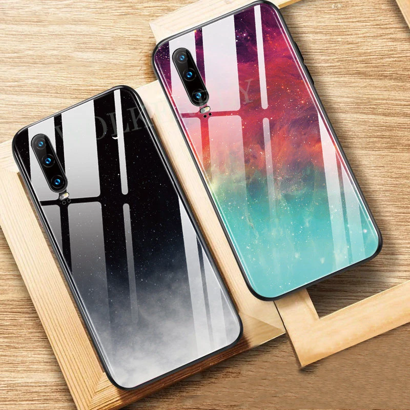 С космическим звездным принтом Стекло чехол для huawei Коврики 20 10 P30 P20 Lite Pro P Smart плюс Y5 Y6 Y7 Y9 Nova 3i Honor 10i 8X 7A 20 Pro Чехол