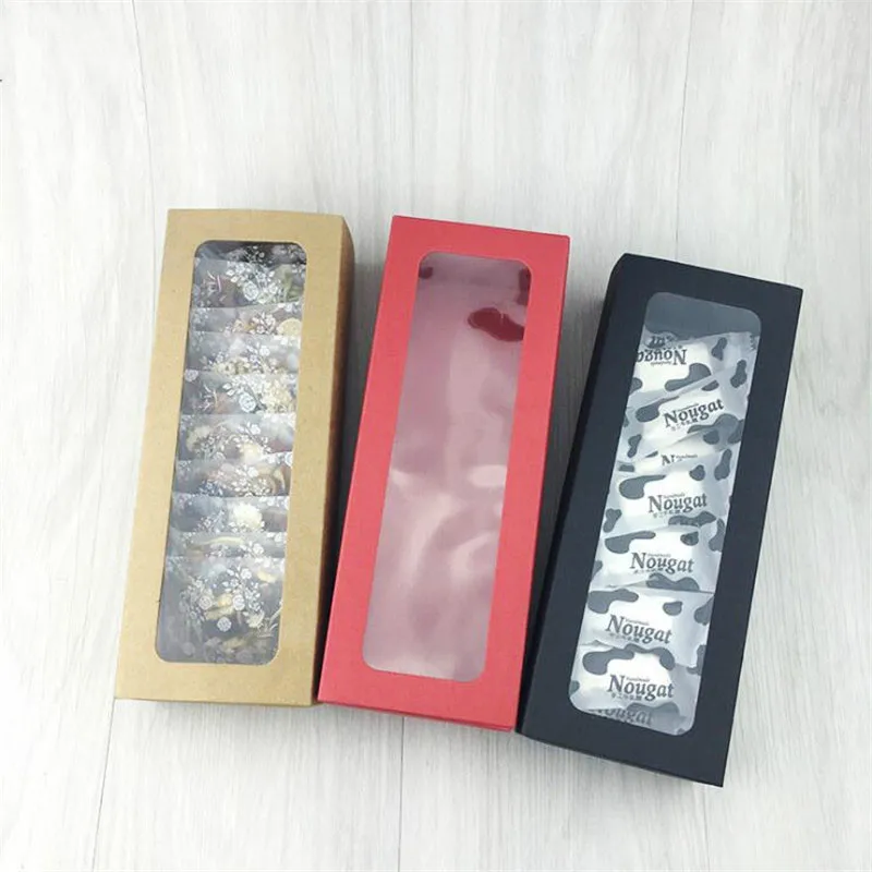 20 шт./лот коричневая крафт-бумажная коробка с ПВХ-окном Подарочная