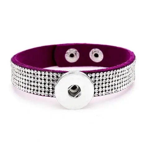 Женский Многослойный кожаный браслет стразы 8 цветов 18 мм|button bracelet|snap button