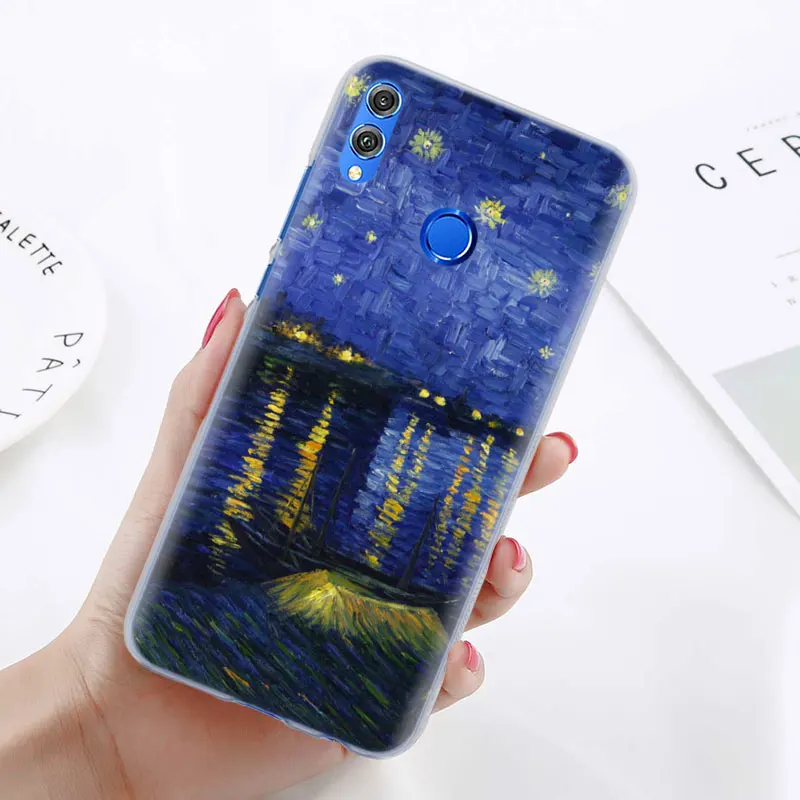 Чехол для телефона с изображением звездной ночи Ван Гога для huawei Honor 8X 8A Pro 8C 8S 9 10 Lite 20i Honor Play Y7 Y9 чехол