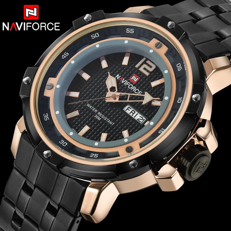 Men Sport Watches NAVIFORCE Luxury Brand Men's Quartz Watch Steel Band Hot Wristwatches For Men 30M Waterproof Relogio Masculino