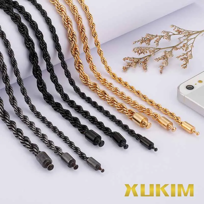 XCN220 Xukim ювелирное изделие титановая сталь золото хип-хоп 6 мм пеньковая цепочка