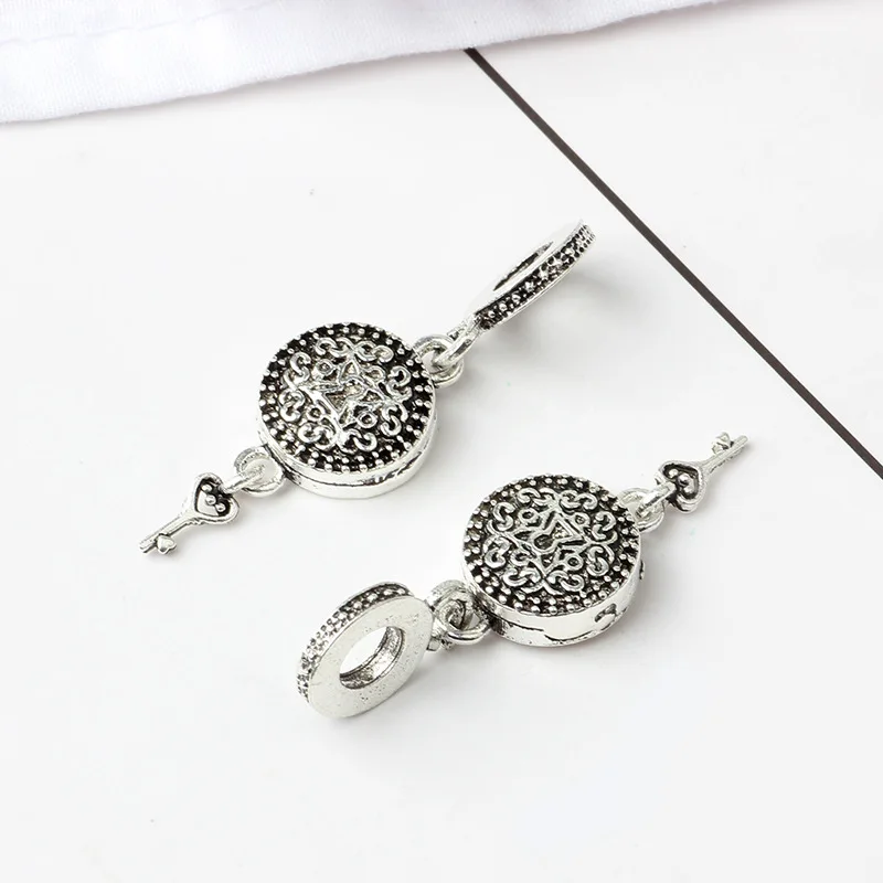 Новая серебряная позолоченная бусина из сплава с подвеской ключа к регальной любви, подходит для оригинального браслета и ожерелья DIY женской ювелирии.