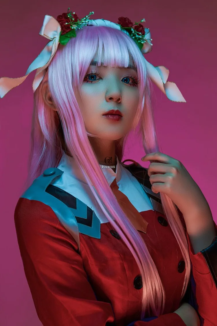 ROLECOS DARLING in the FRANXX Косплей головные уборы 02 косплей синтетические волосы Zero Two 100 см Розовые Длинные Синтетические волосы для женщин