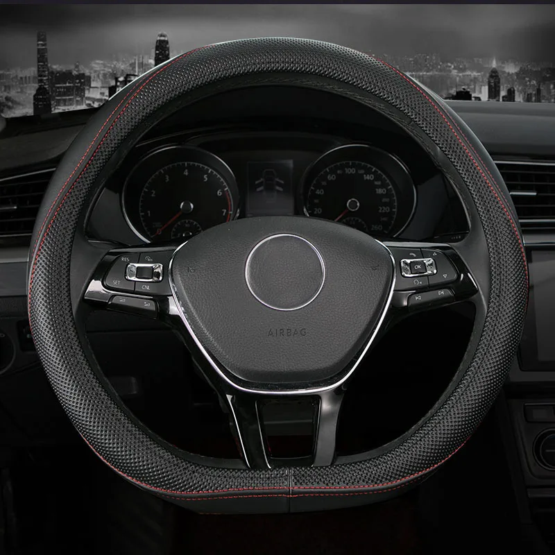 

car steering wheel cover genuine leather accessories for vw golf 5 6 7 mk3 mk4 mk7 golf7 polo Scirocco D shape flat plat bottom