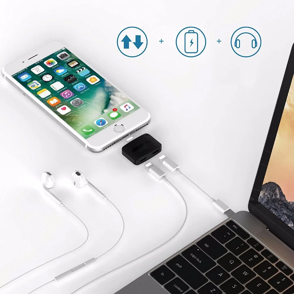 2in1 наушники Зарядное устройство адаптер Поддержка IOS 10.3 обсуждение вызова музыка
