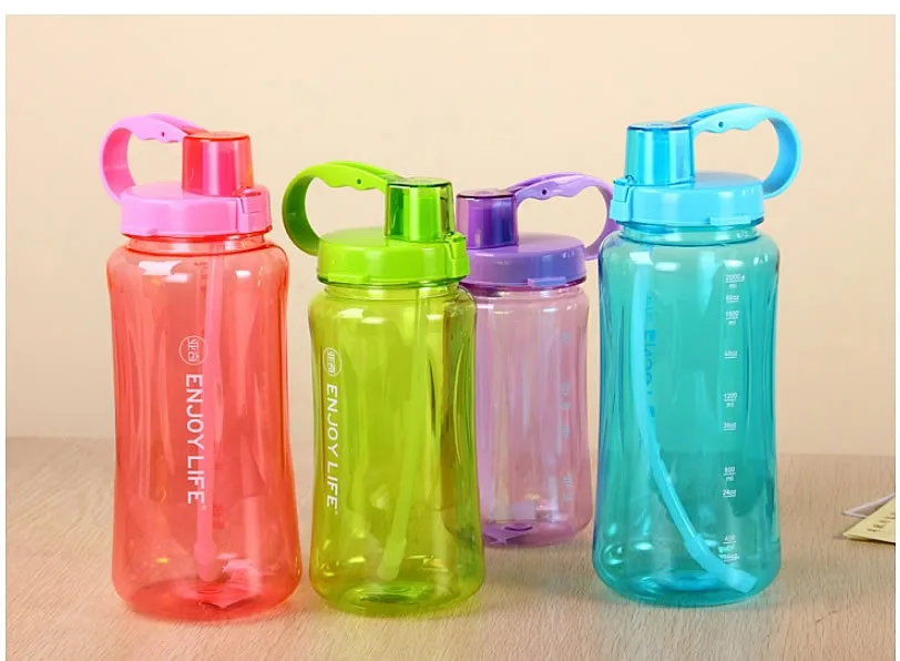 Высокое качество 2000 мл бутылка для воды розовый большой 1Л/2л пластиковые