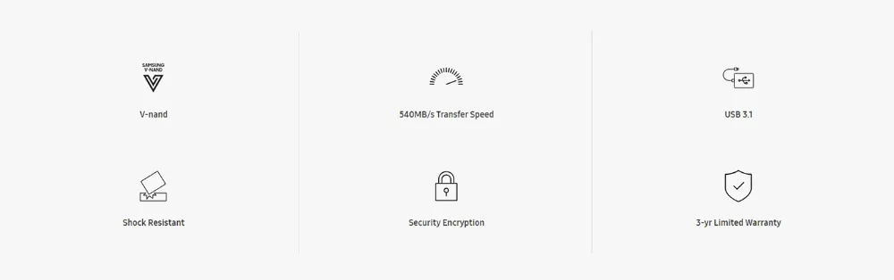 Samsung T5 портативный SSD 250 ГБ 500 1 ТБ 2 ТБ USB3.1 Внешние накопители USB 3,1 Gen2 и обратная совместимость с USB для ПК