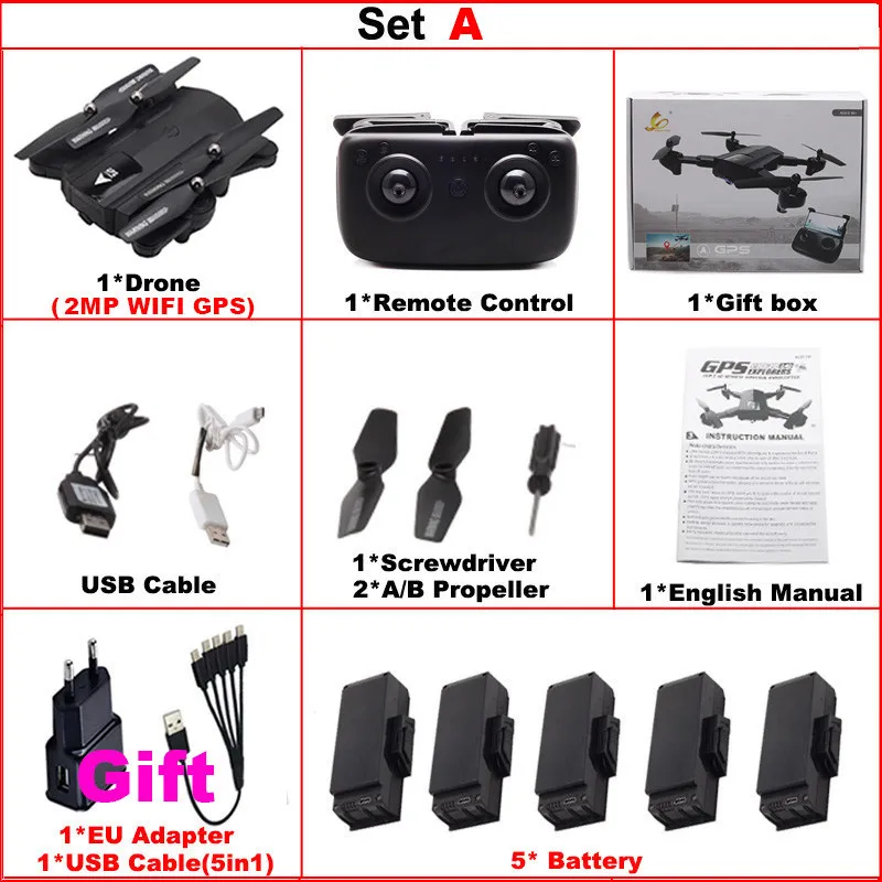 setA X192 gps Радиоуправляемый Дрон с 720 P/HD камера 1080P Quadcopter Wi-Fi FPV Вертолет Мини Складная RC Дрон gps Fixed Point следовать мне режим - Цвет: setA