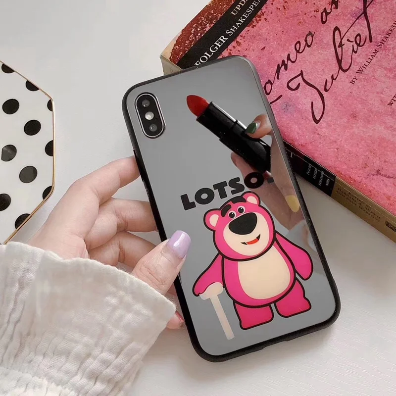 3D stereo mirror cartoon bear mobile phone case for iPhone X S XR MAX 7 8 6 6s plus back cover |