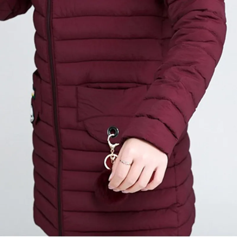 UHYTGF Winter Jacket Women Korean Hooded Down Cotton Top Coats Loose 6XL Plus Size Parker Female Warm Casual Long Outerwear 411 | Женская