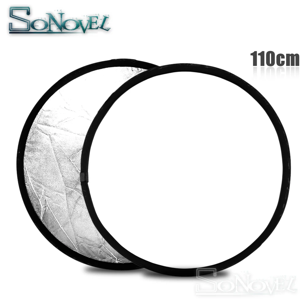 

43" 110cm 2-in-1 Silver/White Light Mulit Collapsible Disc Photography Camera Reflector Studio with bag