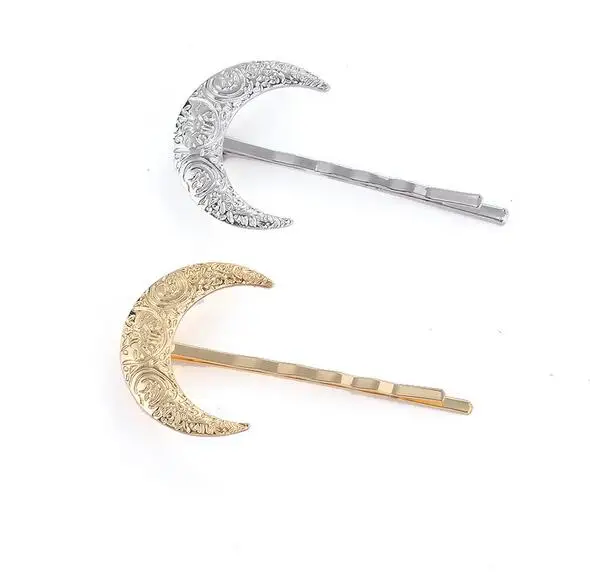 Женская заколка для волос Half Moon Shape модная шпилька золотистого серебристого и
