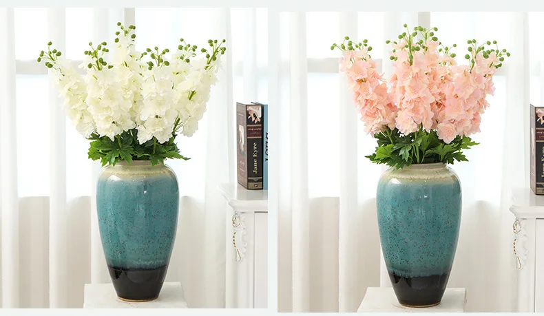 Цветы на одной ветке Delphinium Ajacis, длина 80 см, модная Орхидея, сделай сам, искусственный Шелковый цветок, белый, розовый, свадебное украшение для дома