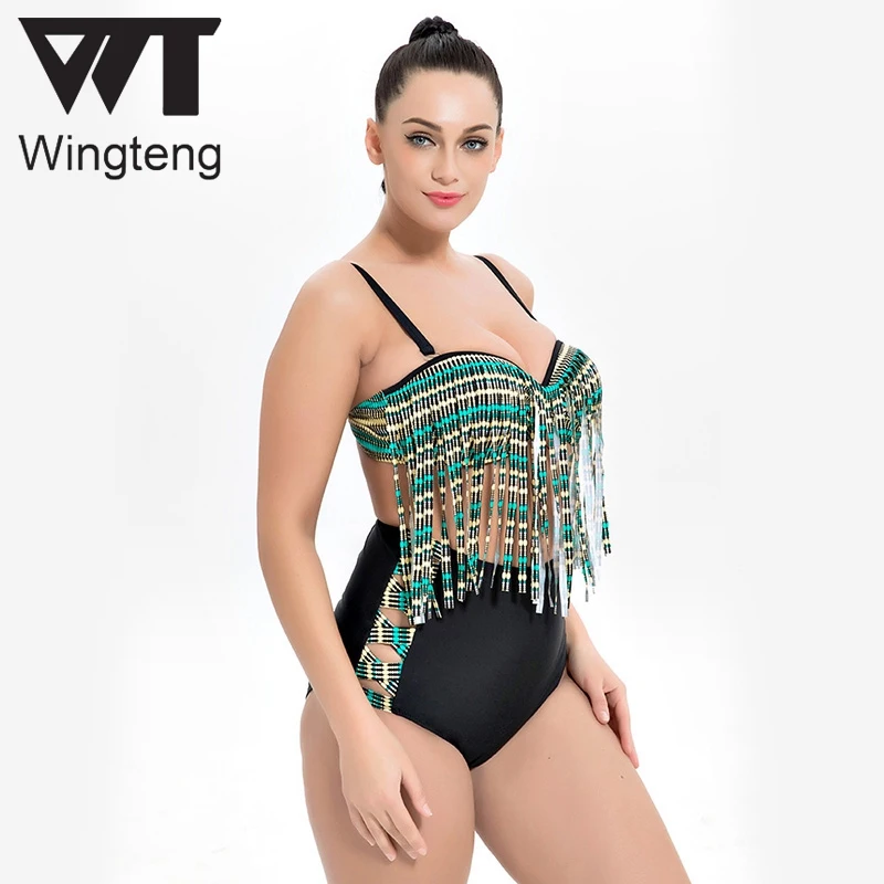 Wingteng 2018 Бразильское бикини с высокой талией большие купальники женское