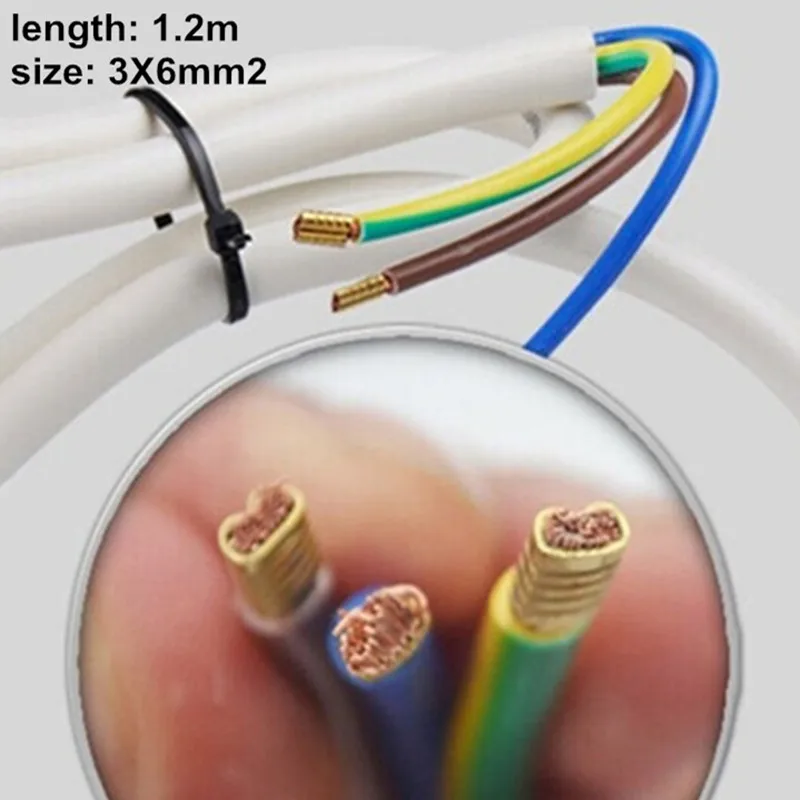 3X6mm2 AC Мощность кабель 3 зубец Медь шнур 1 2 м длинные белого цвета адаптер