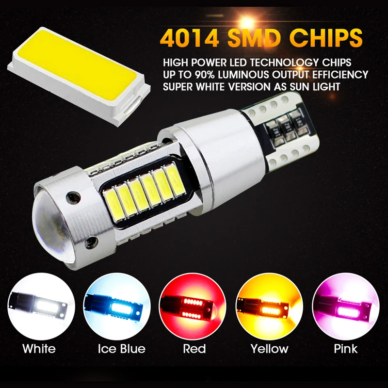 Hlxg T10 W5W Canbus 194 168 светодиодный без ошибок с лампой объектива 4014 30 SMD Автомобильный