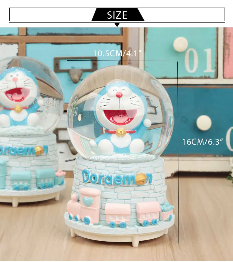 Мультфильм Doraemon освещает Кристальные снежинки шар музыкальная шкатулка из полимерного материала творческие новогодние подарки подарок на день рождения Домашний декор
