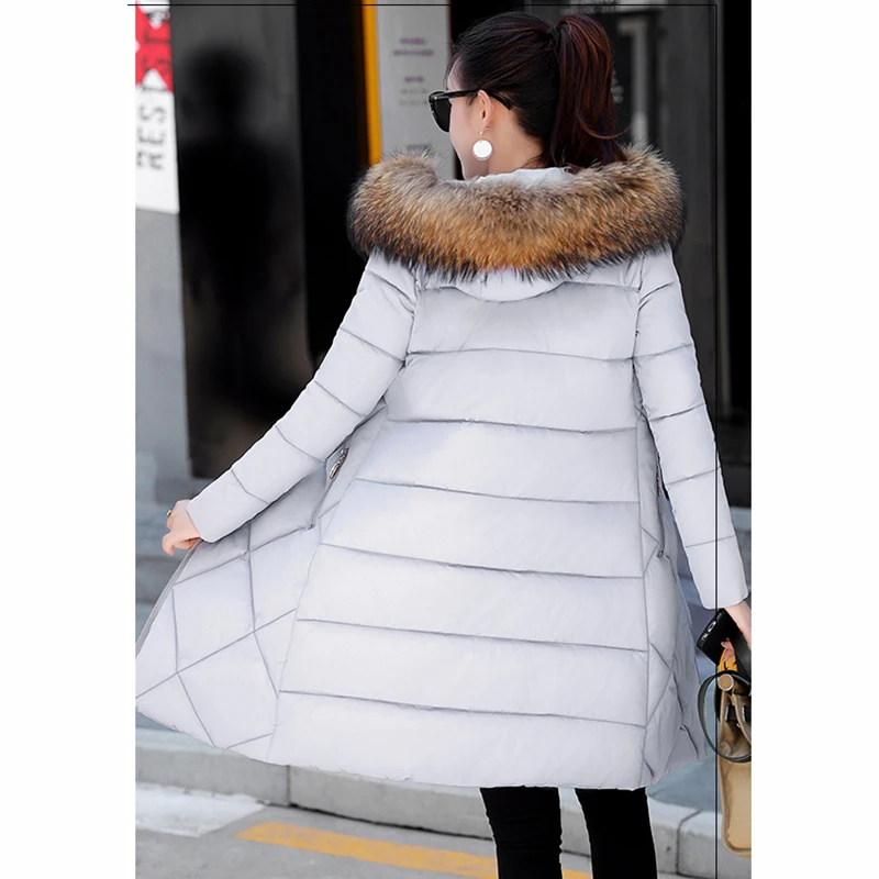 Женская зимняя хлопковая куртка 2018 Новое модное пальто с капюшоном длинное