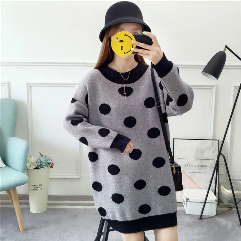 

Autumn Winter Pregnant Dress Nursing Wear Maternity Sweater Dot Sweaters New Fashion Pregnancy Tops Breastfeeding