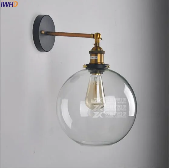 IWHD стеклянный шар ретро настенные светильники для столовой светодиодные