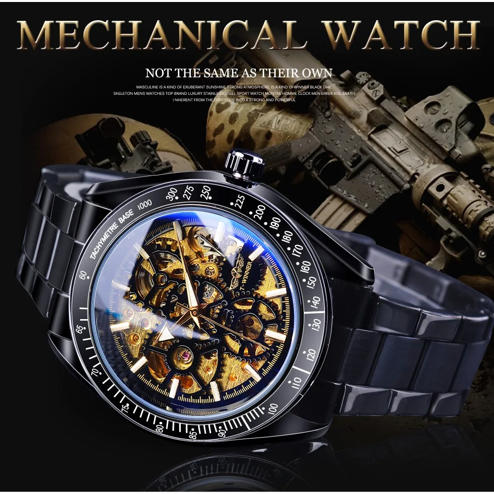 Часы скелетоны Forsining Мужские механические водонепроницаемые наручные с