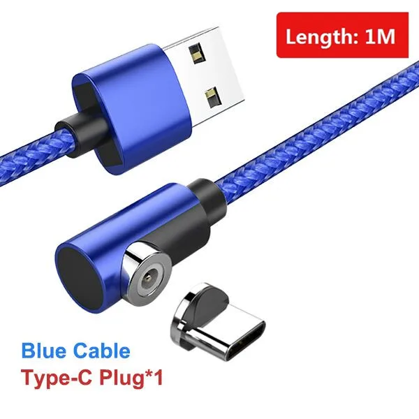 For Type-c Blue 1M ACCEZZ Магнитный кабель Micro usb type C для iPhone X XS MAX XR 8 Магнитная Зарядка для samsung S10 Быстрая зарядка телефонный кабель шнур 2 м - Цвет: For Type-c Blue 1M