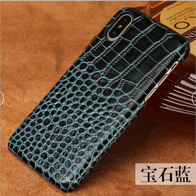 blue Чехол для телефона из натуральной кожи для iPhone 11 11 Pro 11 Pro Max X 6 6S 6 7 8 Plus XS Max XR 5 5S se Роскошный чехол из крокодиловой кожи - Цвет: blue