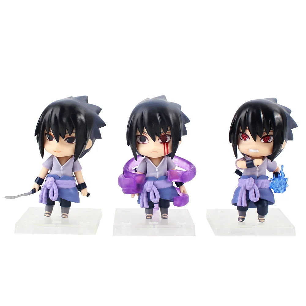 Sasuke 3 шт./лот фигурки Наруто Итачи Учиха Саске Сакура Какаши Гаара Узумаки Наруто нендороидная модель игрушки детские подарки - Цвет: Sasuke