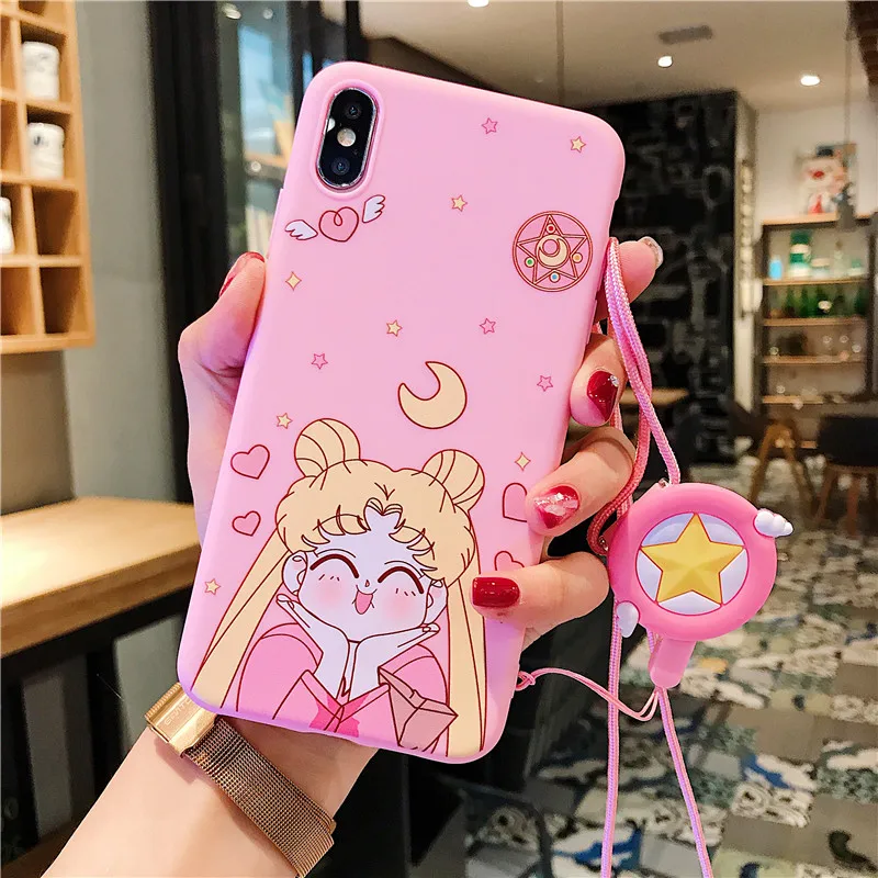 Чехол с рисунком Сейлор Мун для iPhone 6 6s 7 Plus Мягкий силиконовый чехол троса XS MAX XR 8 X