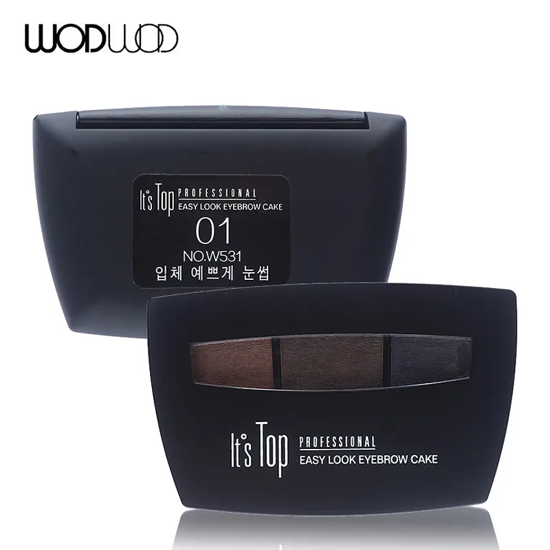Wodwod брендовая косметическая пудра для бровей, 3 цвета, тени для глаз, коричневые тени для век, палитра с кистью, стойкий водостойкий макияж, набор