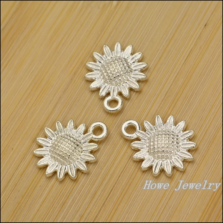 Бесплатная доставка 120 шт очаровательные цветы кулон яркий Серебряный цинковый