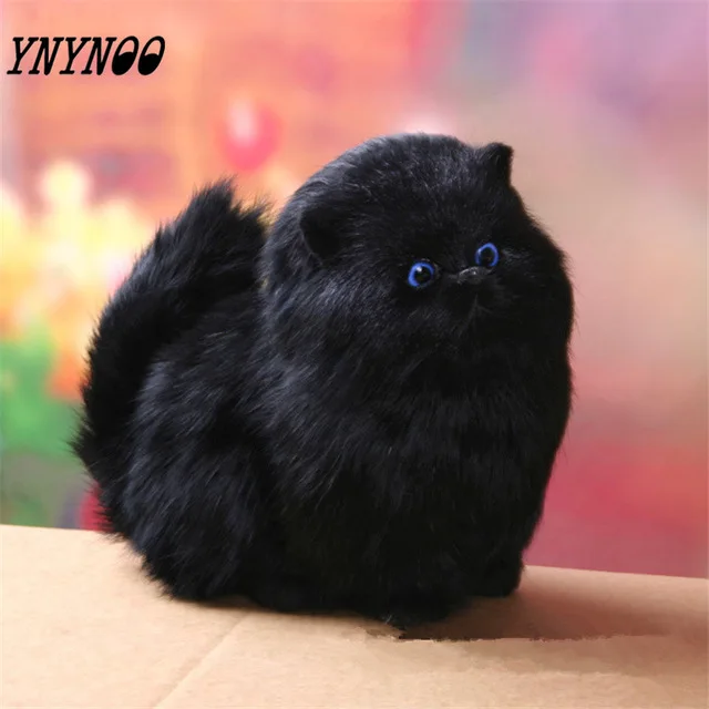 black Настоящие волосы, Электронные Домашние животные, кошки, куклы, моделирование, животное, кошка, мяут, Детские милые домашние животные, плюшевые украшения, рождественские игрушки - Цвет: black