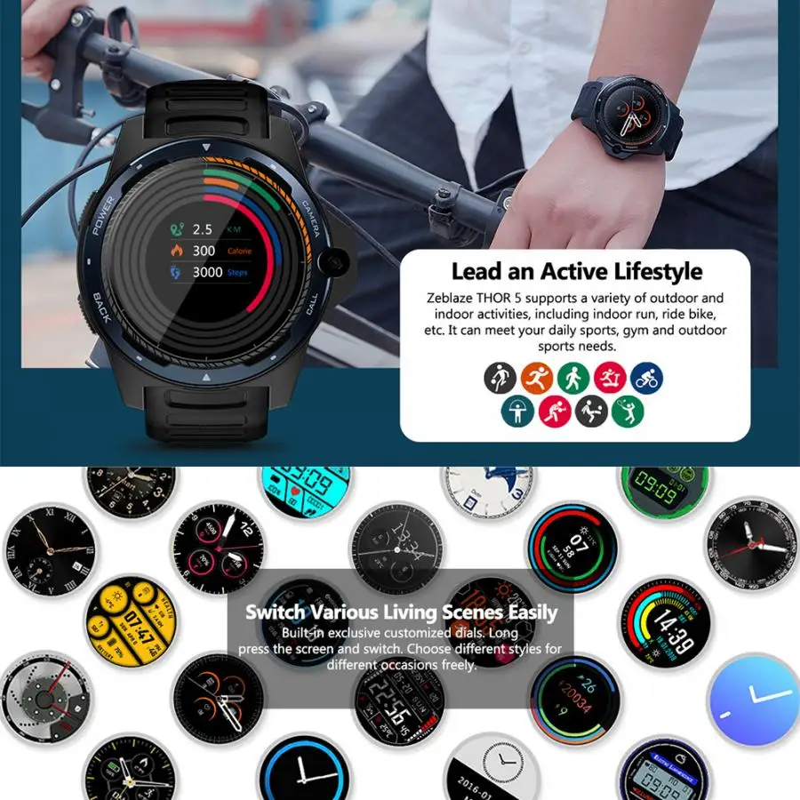 Zeblaze Thor 5 двойная система Два чипа для телефонных звонков Смарт-часы браслет