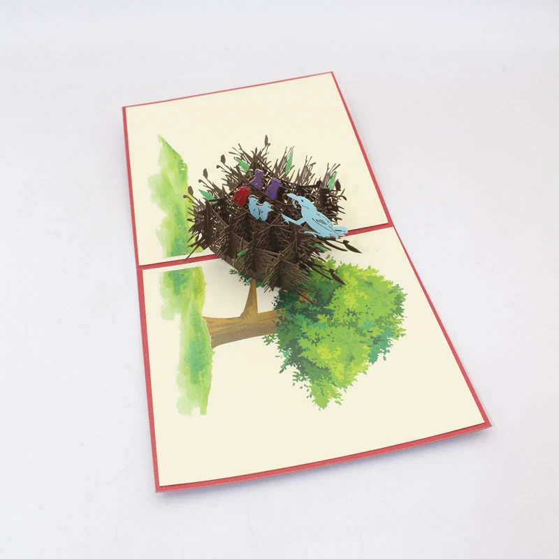 3D Ручная работа красочные Птичье гнездо бумажные Пригласительные открытки