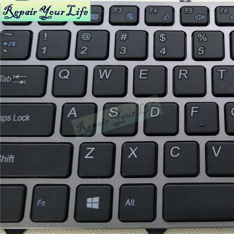 X3P K610D US клавиатура для ноутбука Haier HASEE P/N:MP-12N73US-4305 6-80-W65S0-010-1 серебристо-серая рамка