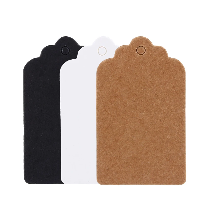 100pcs/bag Kraft Paper Tags Scallop Head Label Luggage Christmas Wedding Party Note DIY Blank Price Hang tag Gift Tag | Дом и сад