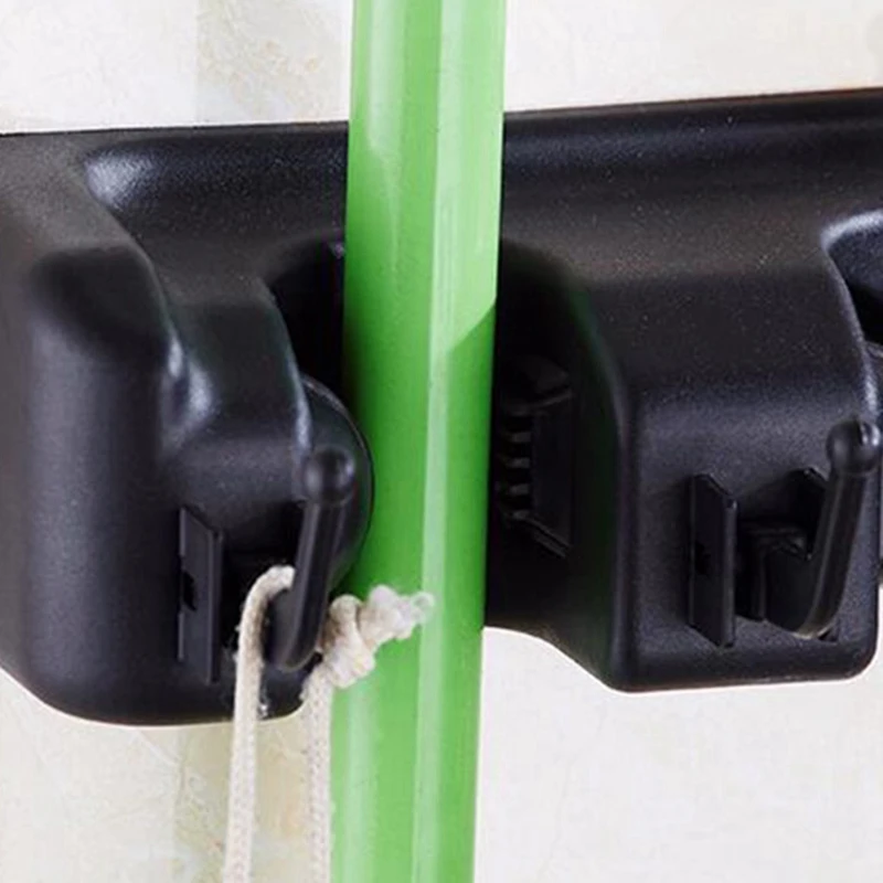 

Multifunctional Wall Mounted Mop Brush Broom Holder Hanger Organizer Storage Rack For Home Hotel(Black 5 Position With 6 Hooks