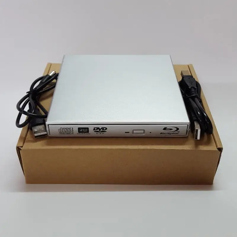 Серебряный тонкий USB 2 0 Внешний BD Blu Ray DVD RW DL CD привод записи горелки для WINDOWS XP/7/8/10