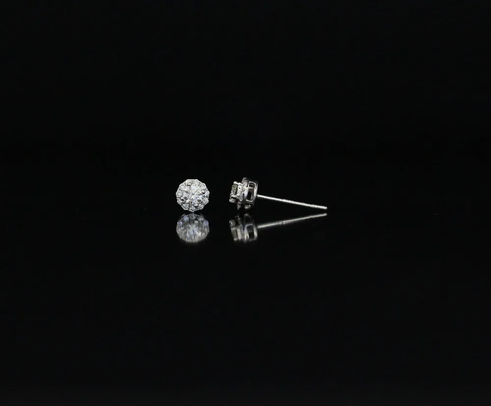 LASAMERO 0.196CT круглые ограненные серьги-гроздья с натуральным бриллиантом 18 K золотые бриллиантовые серьги-гвоздики Halo изысканные ювелирные изделия, серьги-гвоздики