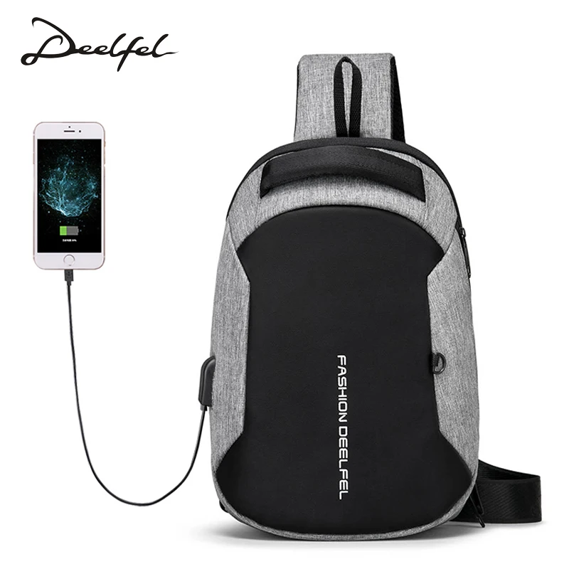 USB Design Crossbody Bags for Men Messenger Chest Bag Casual High Quality 2019 New Fashion Shoulder Ipad | Багаж и сумки