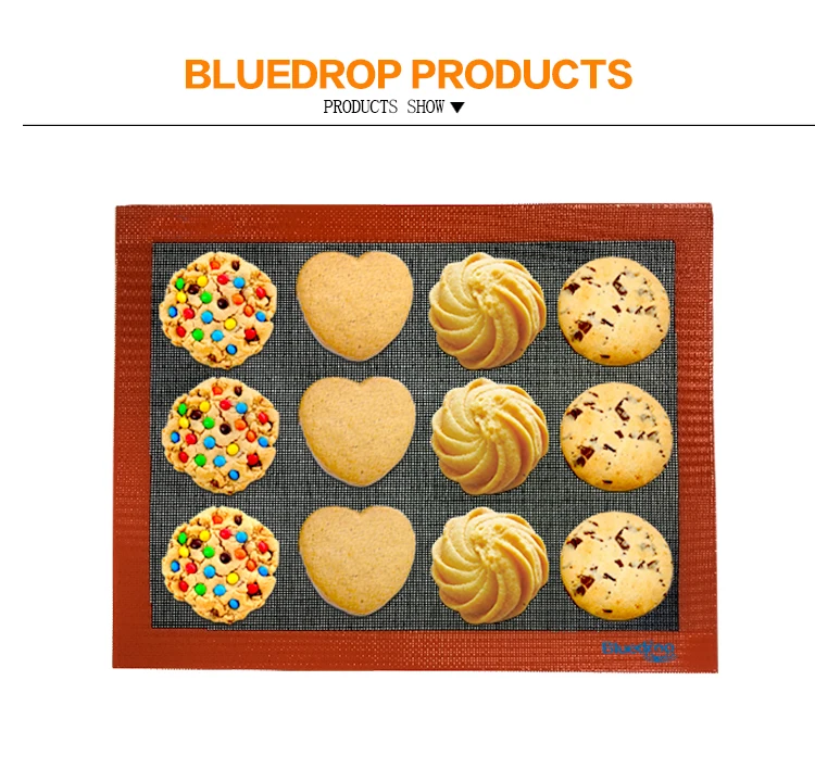 Bluedrop антипригарный перфорированный силиконовый коврик для выпечки хлеба многоразовый dim sum mesh Eclair противень для выпечки печенье лайнер 27x32 см